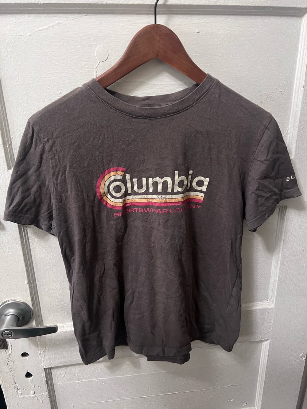 Columbia brown Short-Sleeve Logo Tee with Retro Stripes